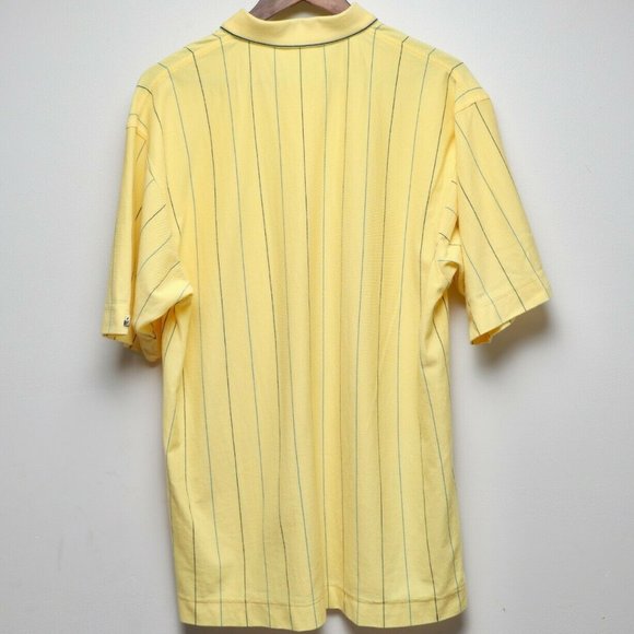 CUTTER‎ & BUCK YELLOW/BLUE STRIPED POLO SHIRT LARGE - Picture 2 of 6